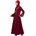 Embroidery abaya with balloon sleeves- Maroon
